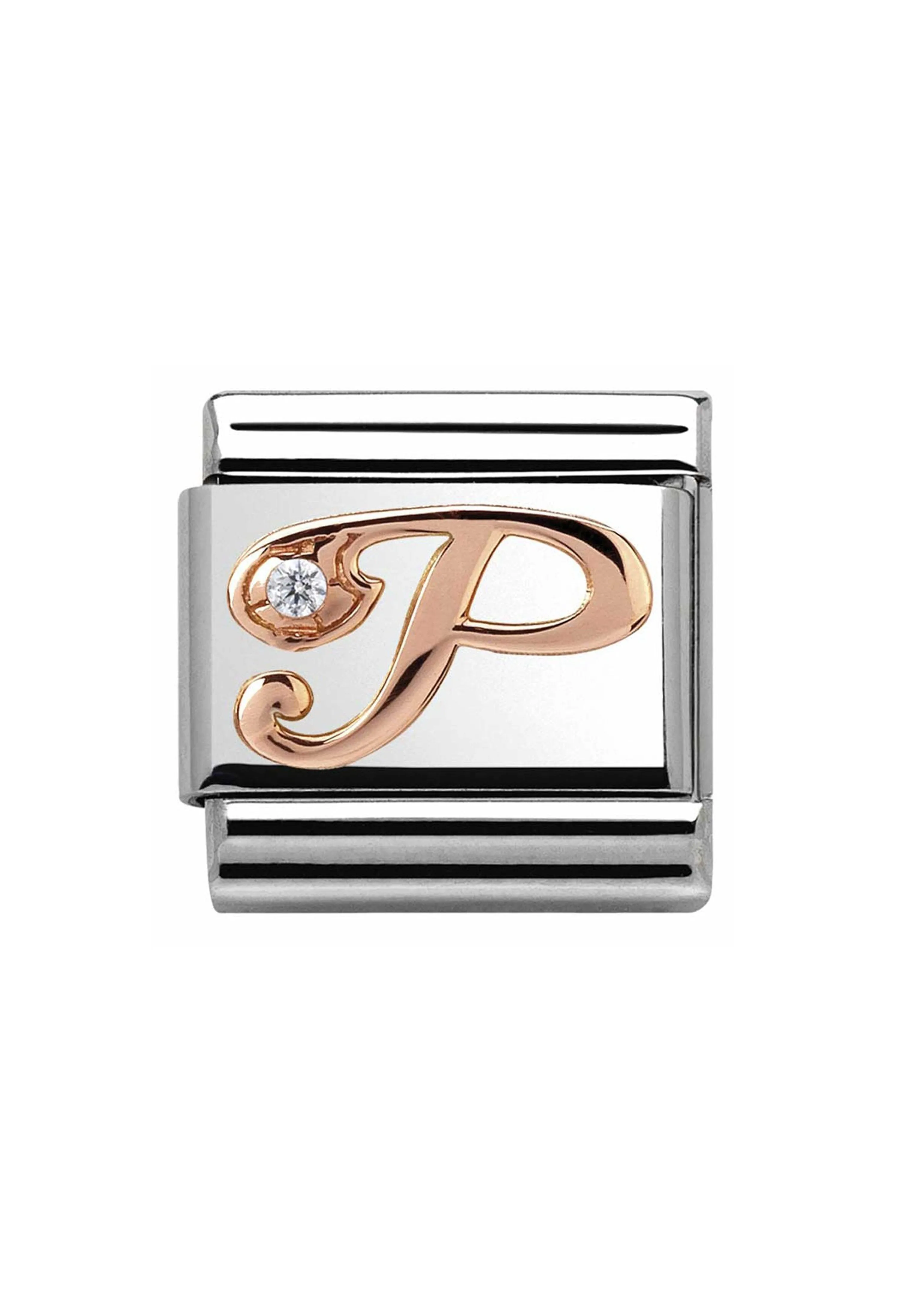 Nomination Double Link Letter P Rose Gold