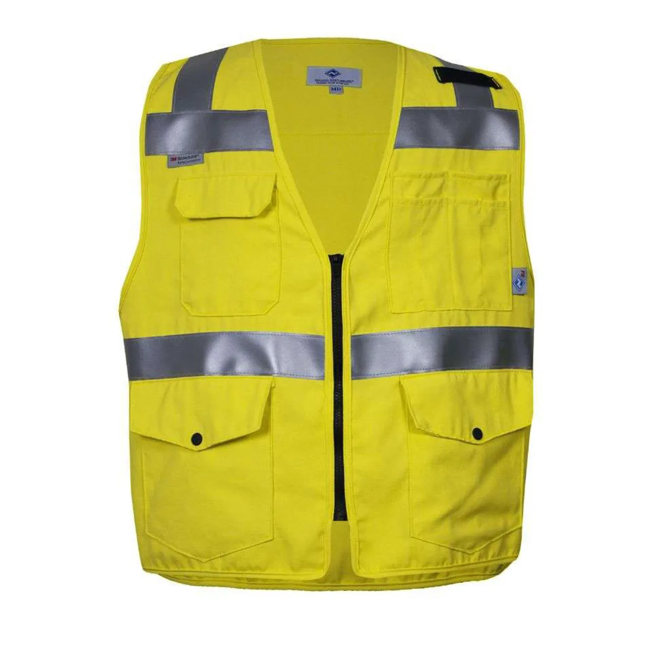 NSA FR Class 2 Hi Vis Yellow Moisture Wicking Made in USA Electricians Survey Vest VNT99375