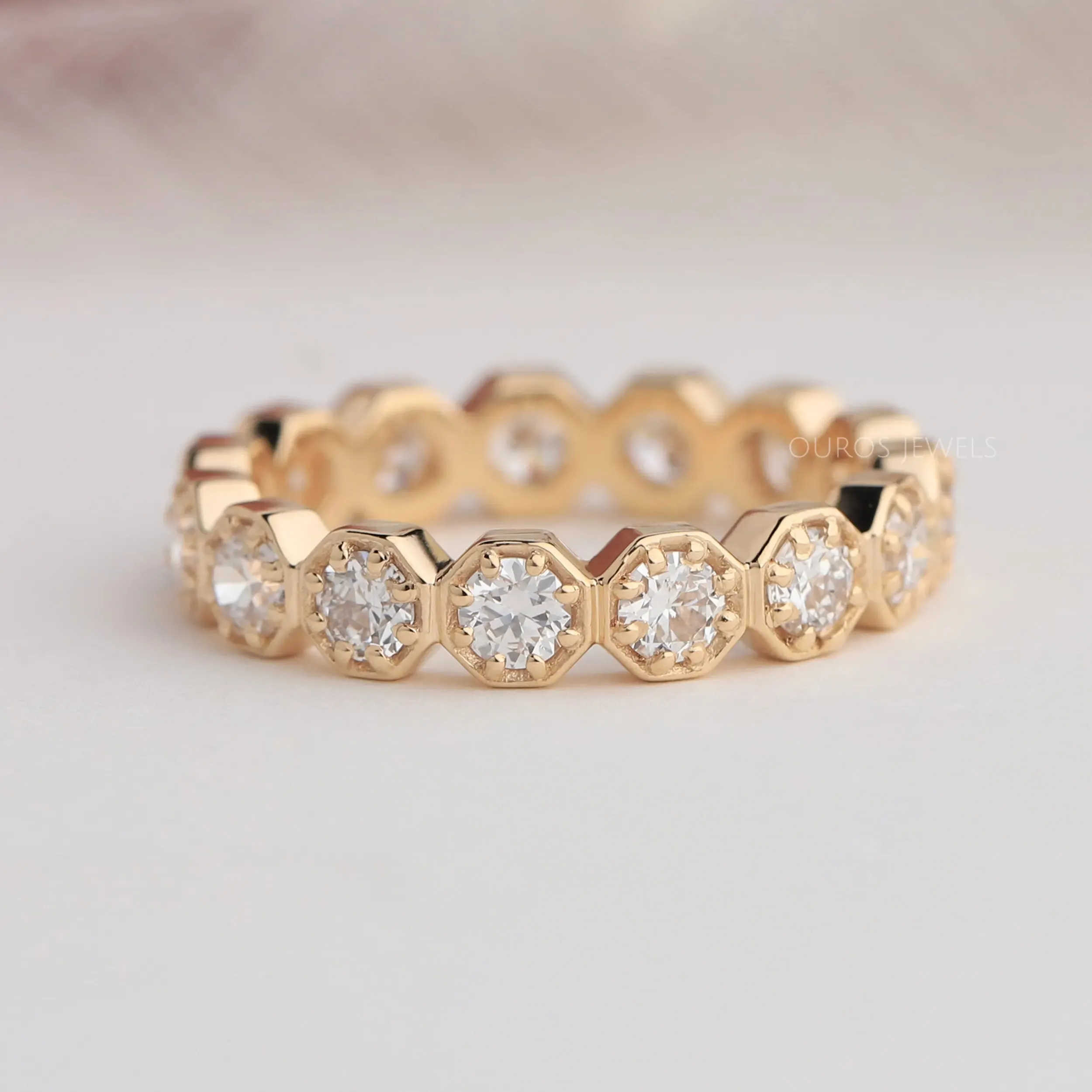 Old European Round Cut Lab Diamond Eternity Wedding Band