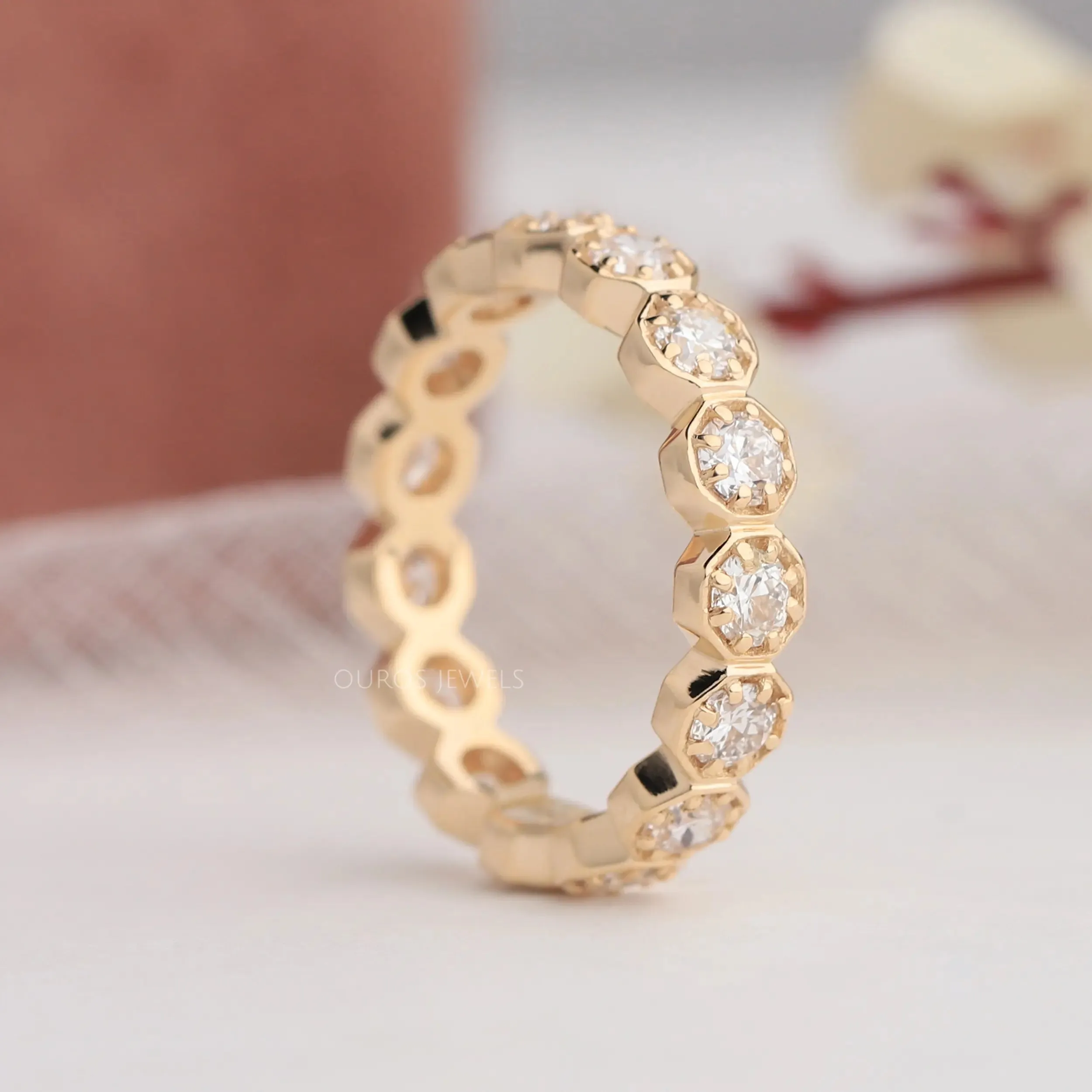 Old European Round Cut Lab Diamond Eternity Wedding Band