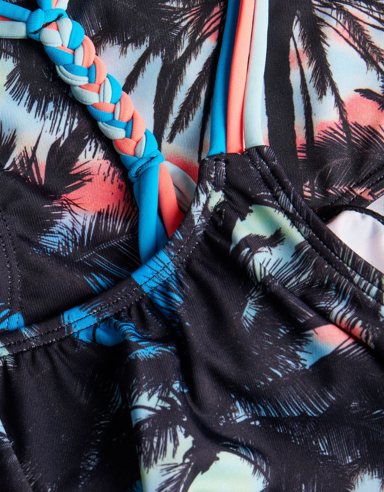 Ombre Palm Frill Bikini Set Multi