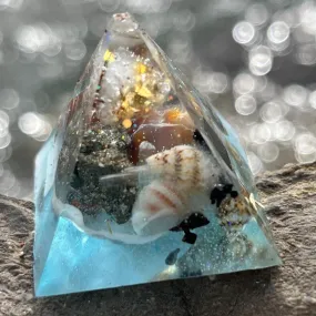 Orgonite Atlantis Pyramids ~Hand crafted Pyramid loaded with seashells, crystals, metals and sand~ Great for Meditation and Gift