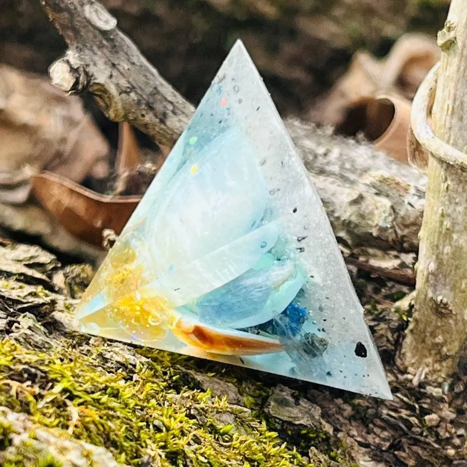 Orgonite Atlantis Pyramids ~Hand crafted Pyramid loaded with seashells, crystals, metals and sand~ Great for Meditation and Gift