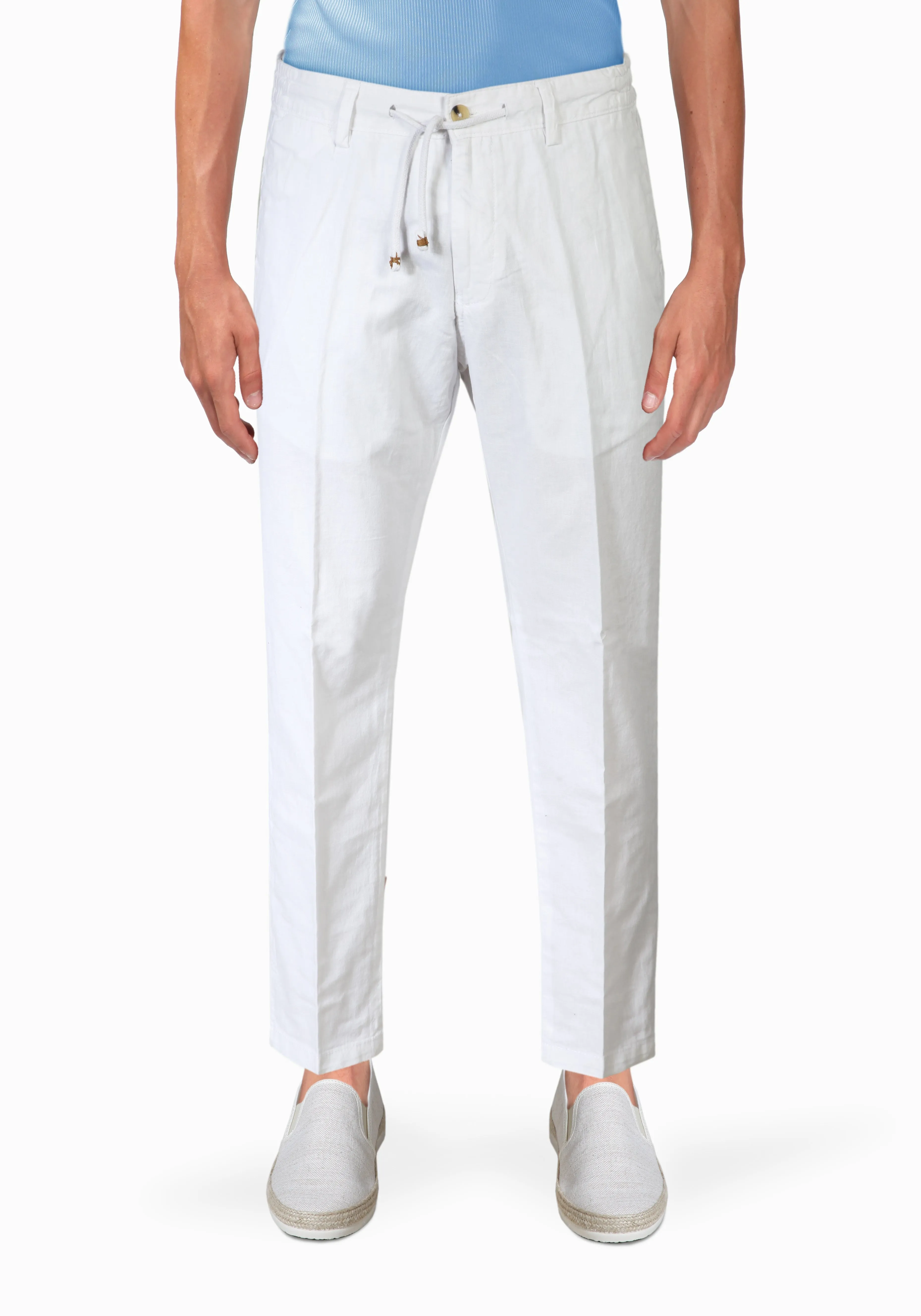 Pantalone con Laccio e Bottoni - Bianco