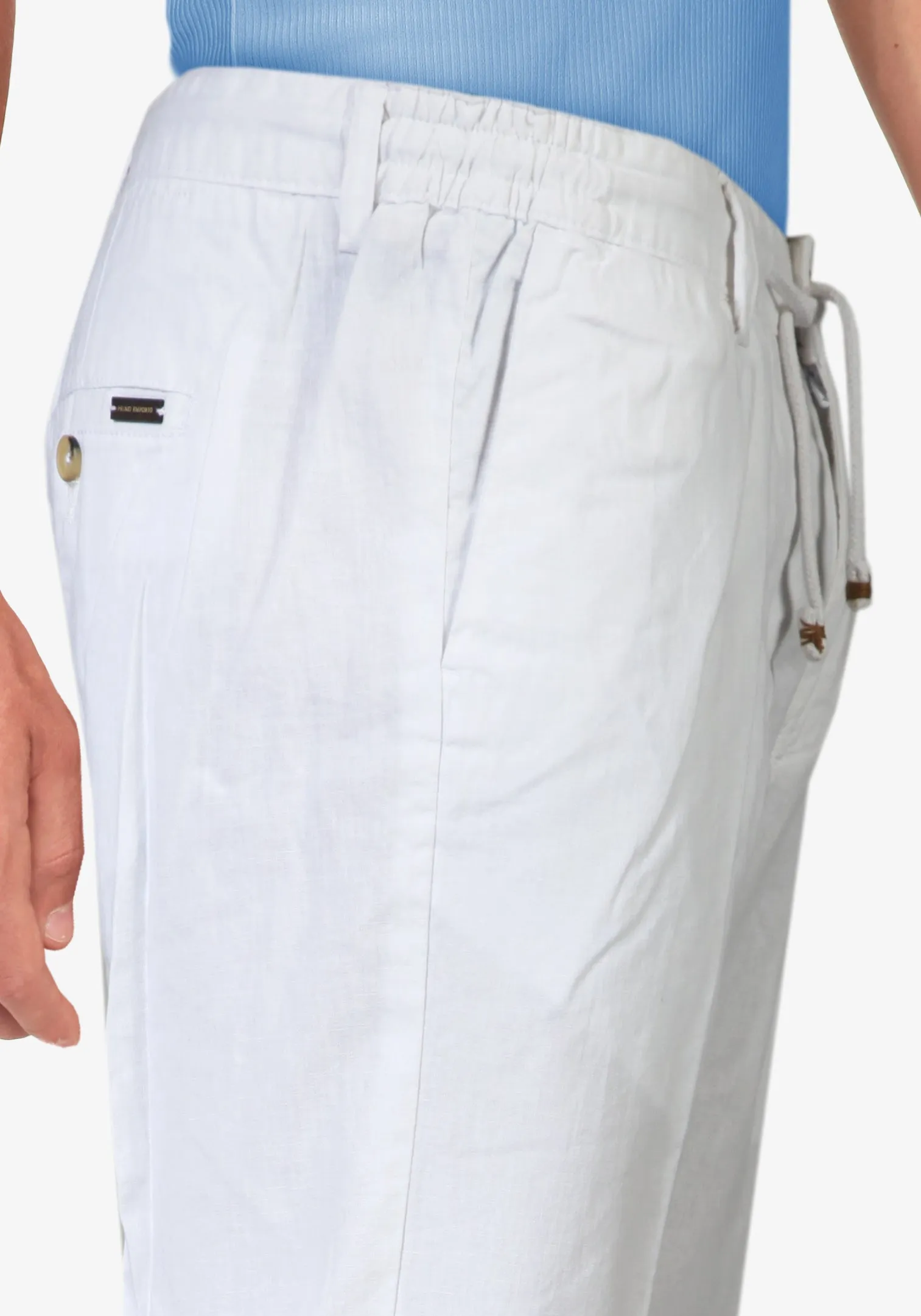 Pantalone con Laccio e Bottoni - Bianco