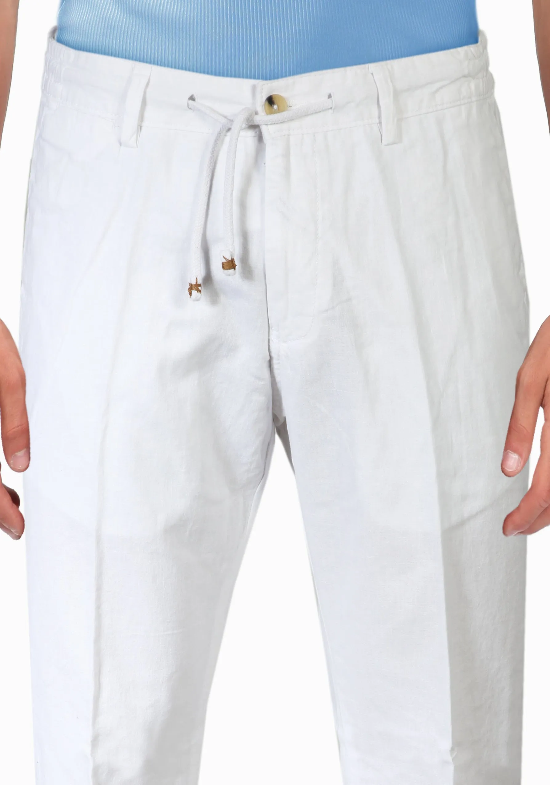 Pantalone con Laccio e Bottoni - Bianco