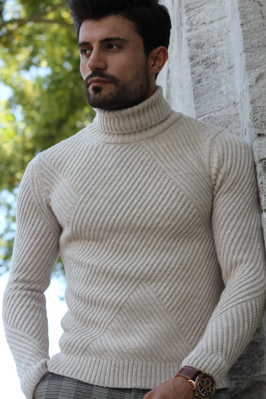 Patrick Slim-Fit Knitted Sweater in Beige