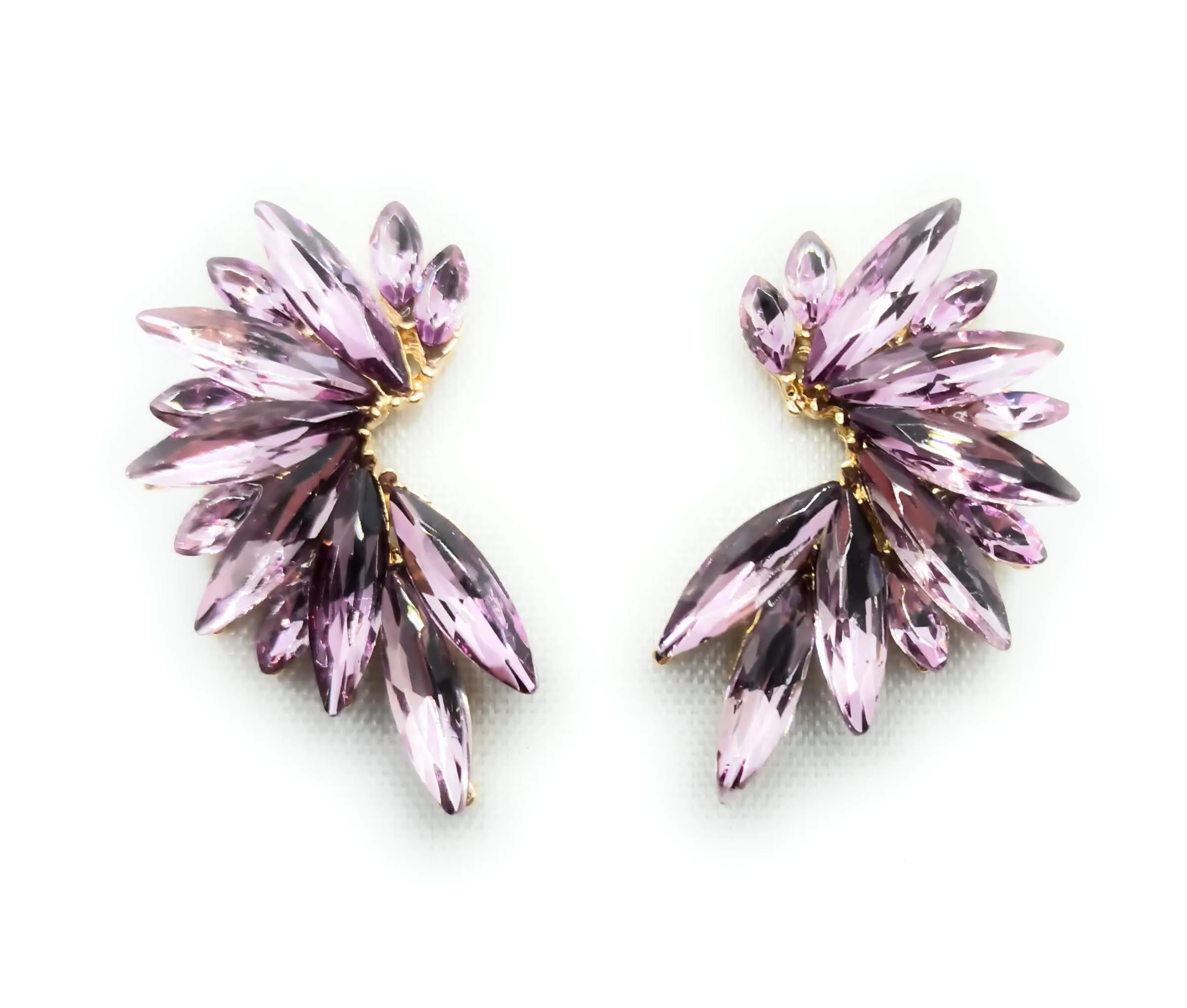 Pendientes Cristales Brillantes · Morado, Oro