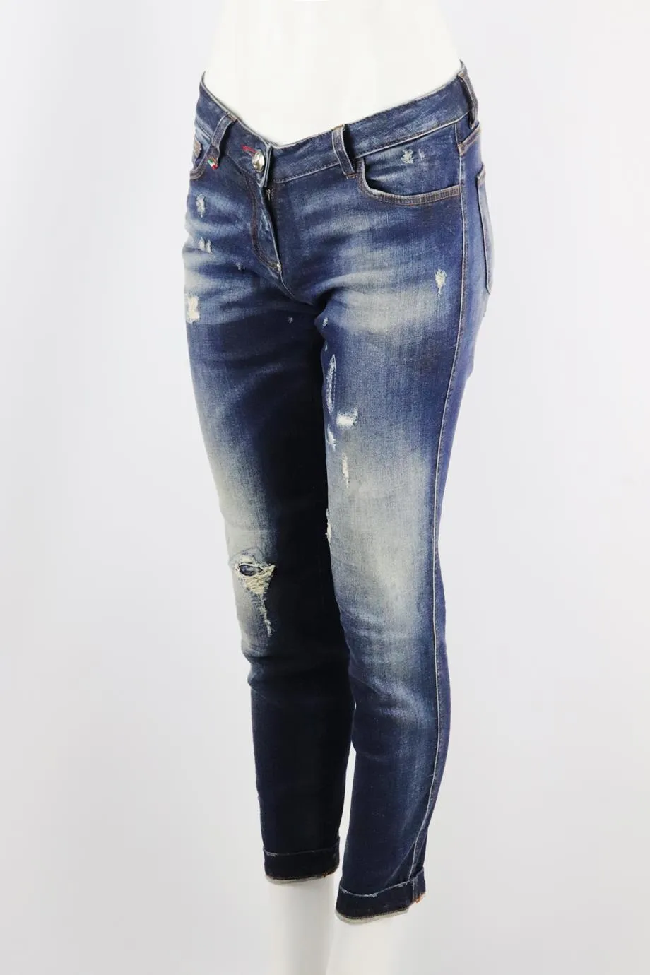 PHILIPP PLEIN DISTRESSED MID RISE BOYFRIEND JEANS W25 UK 6/8