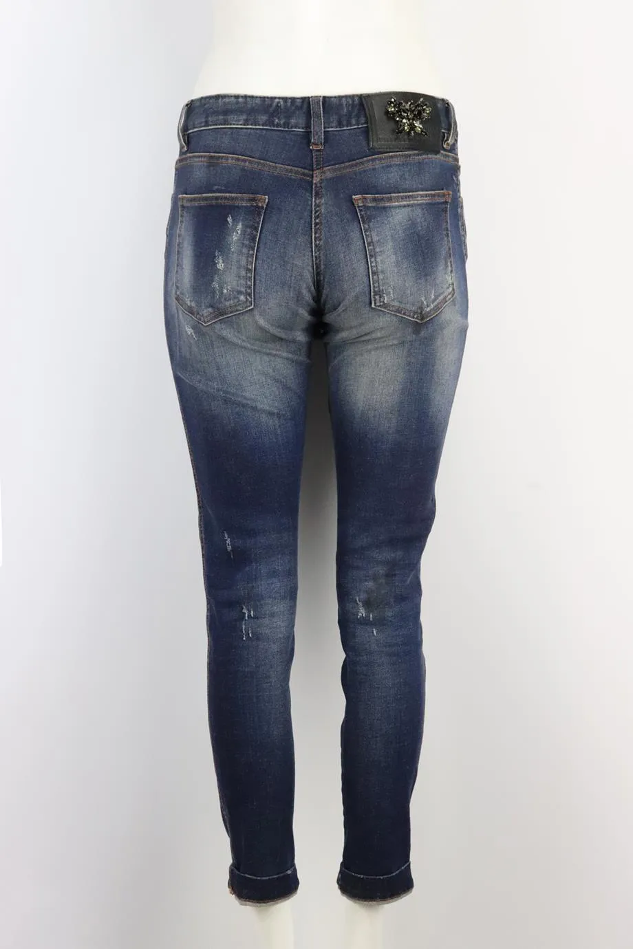 PHILIPP PLEIN DISTRESSED MID RISE BOYFRIEND JEANS W25 UK 6/8