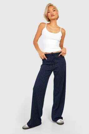 Pinstripe Drawcord High Waisted Wide Leg Pants