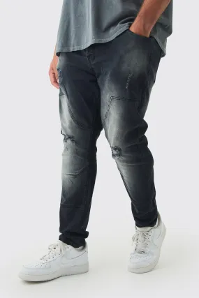 Plus Overdye Skinny Distressed Carpenter Jeans