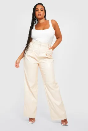 Plus Premium Pu Faux Leather Wide Leg Pants