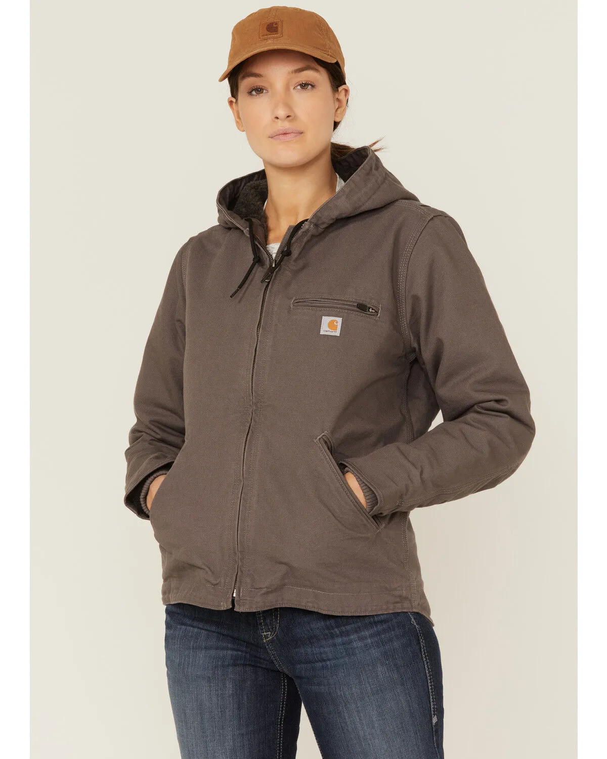 Product Name:  Carhartt Women's Taupe Washed Duck Sherpa-Lined Jacket