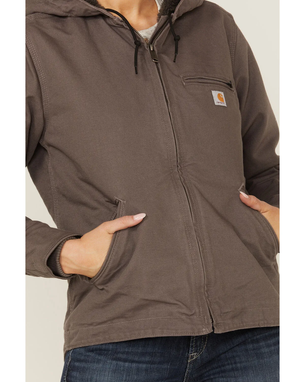 Product Name:  Carhartt Women's Taupe Washed Duck Sherpa-Lined Jacket