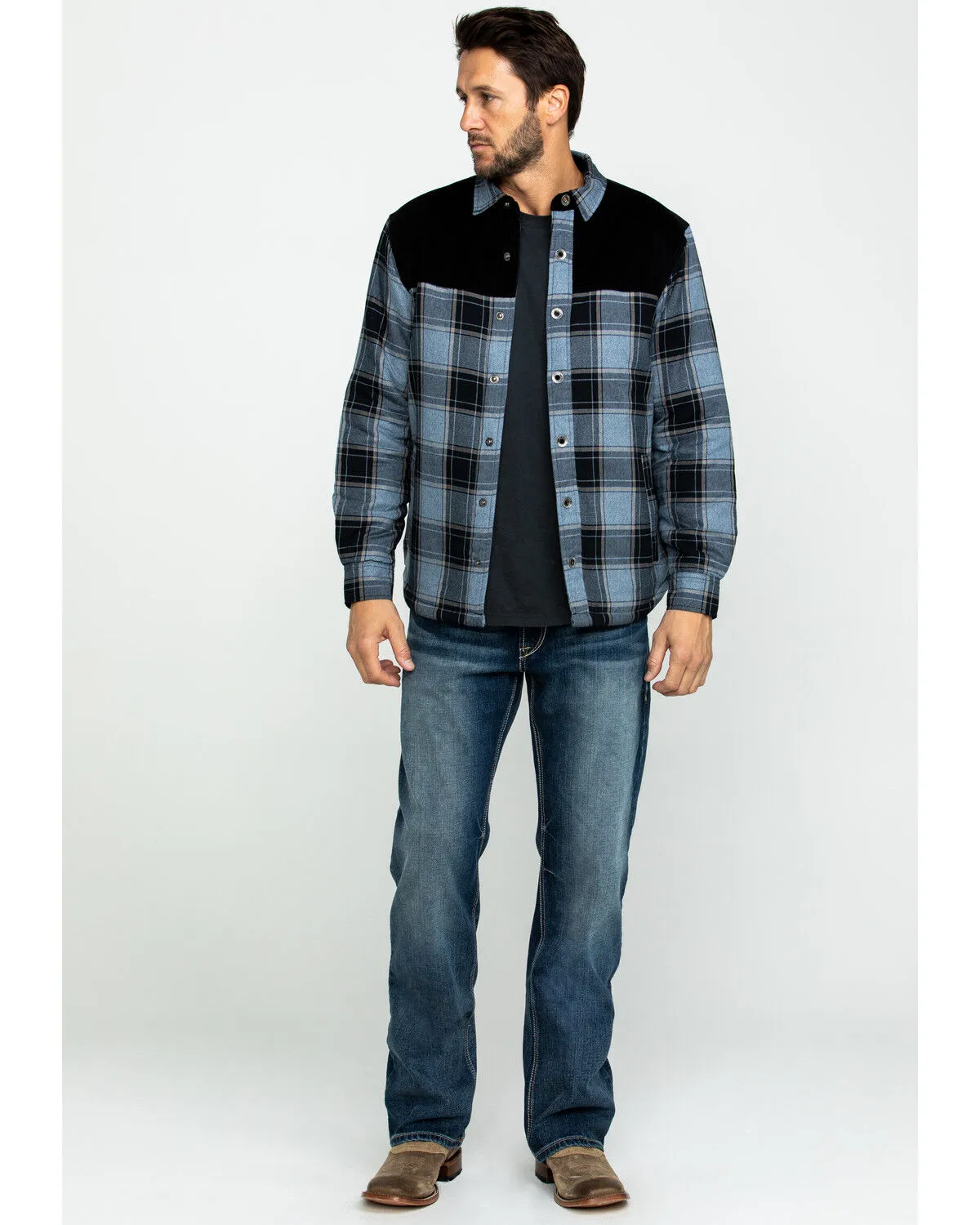 Product Name:  Moonshine Spirit Men's Goleta Plaid Mixed Flannel Nylon Shirt Jacket