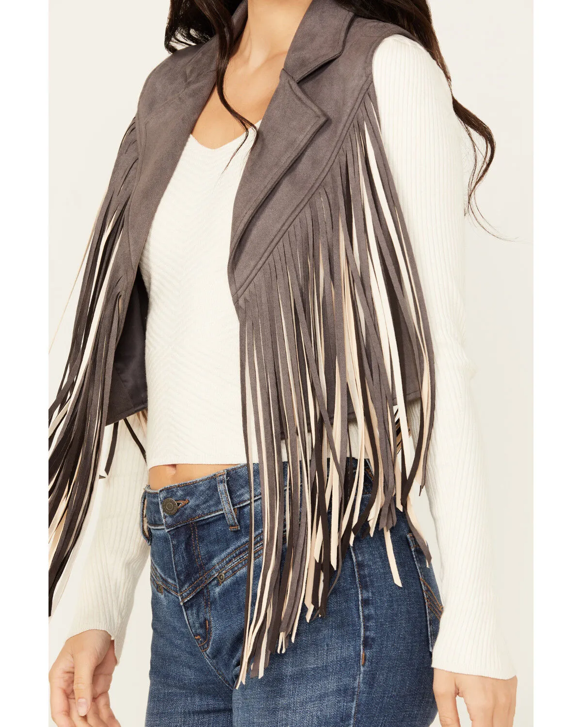 Product Name:  Saints & Hearts Women's Contrast Fringe Faux Suede Vest