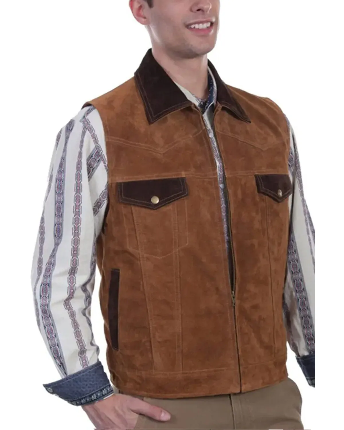 Product Name:  Scully Men's Two Tone Concealed Carry Suede Vest - Big