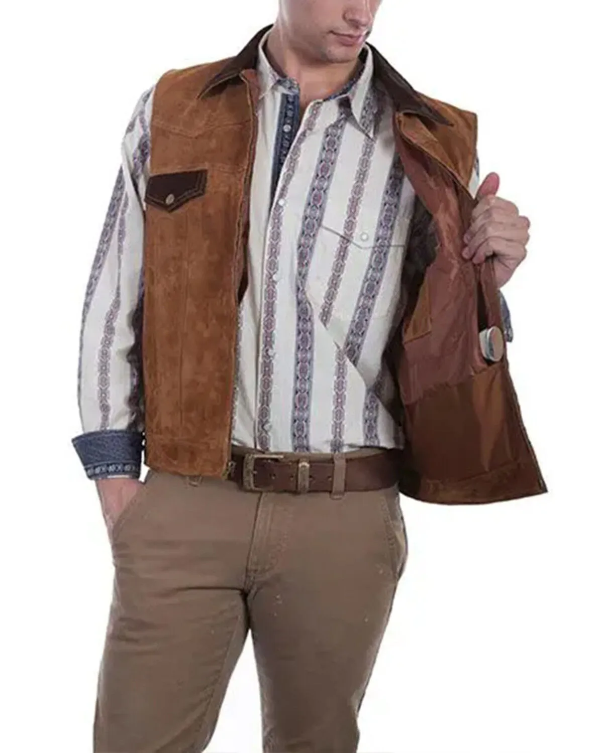 Product Name:  Scully Men's Two Tone Concealed Carry Suede Vest - Big