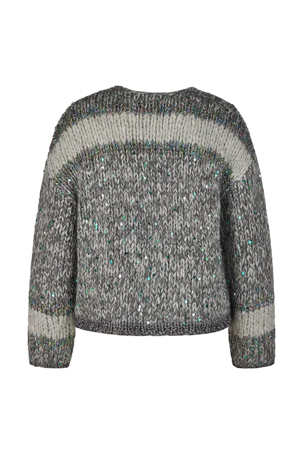 Rabe & LecomteGREY SPARKLY CHUNCKY KNIT CARDIGAN