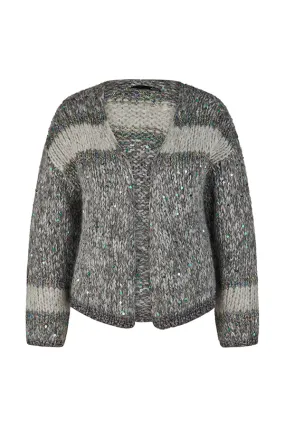 Rabe & LecomteGREY SPARKLY CHUNCKY KNIT CARDIGAN