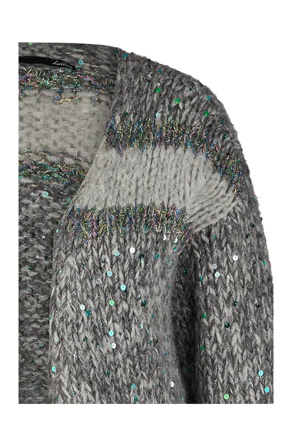 Rabe & LecomteGREY SPARKLY CHUNCKY KNIT CARDIGAN