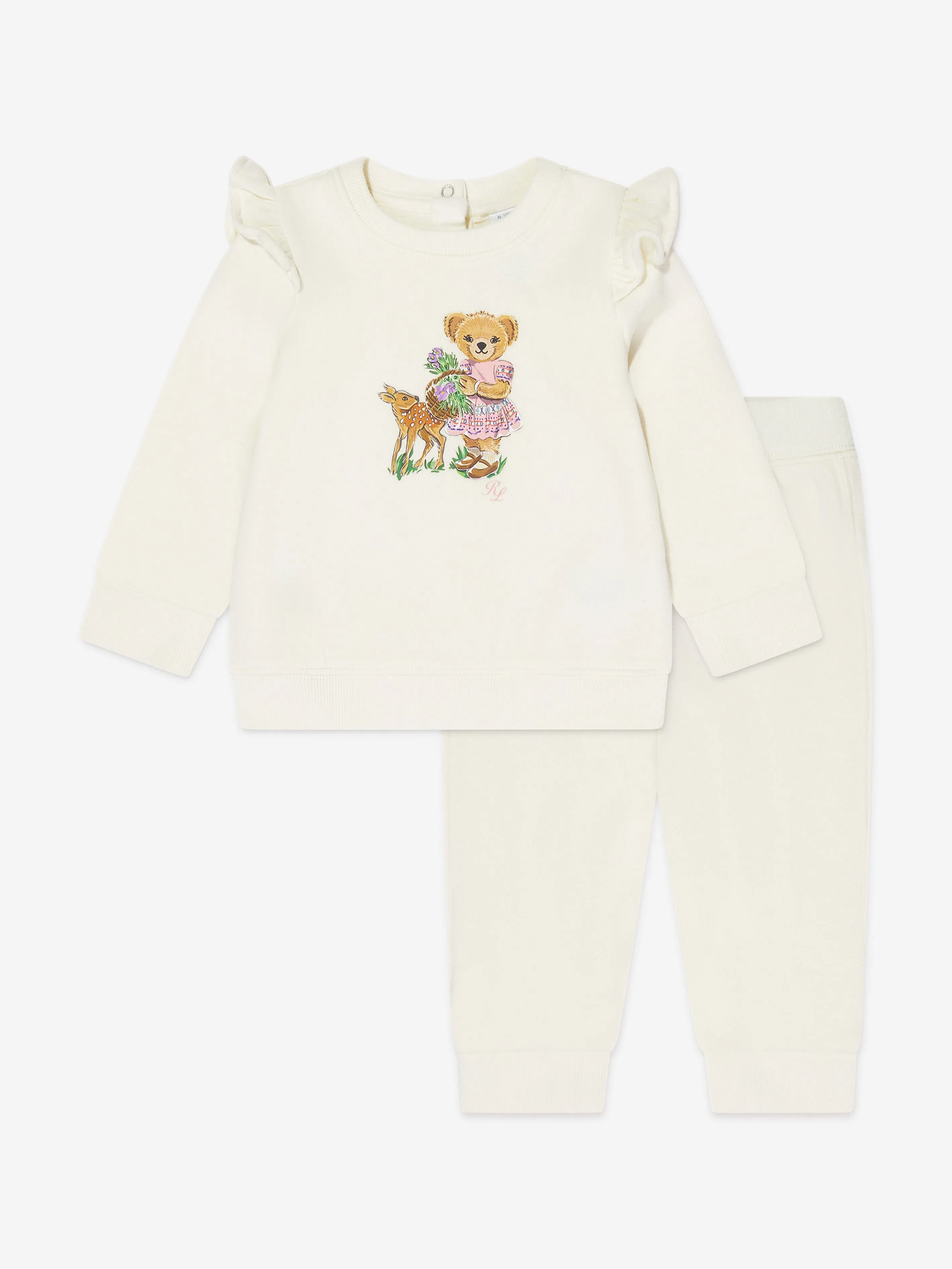 Ralph Lauren Baby Girls Bear Tracksuit in Ivory
