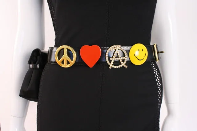 Rare Vintage MOSCHINO Mini Kelly Belt Bag with Peace Love Belt