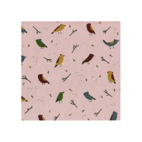 Red Caribou Crib Sheet Alpine Birds Pale Mauve