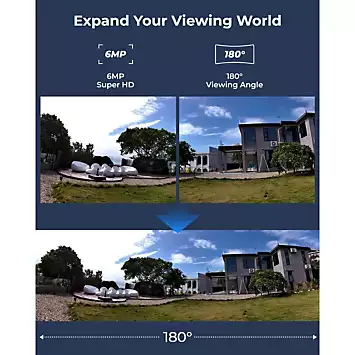 Reolink 6MP Dual-Lens with 180° Panorama View 2.4/5GHz Wi-Fi Wireless Duo Camera with 64GB SD Card | Kaleidoscope