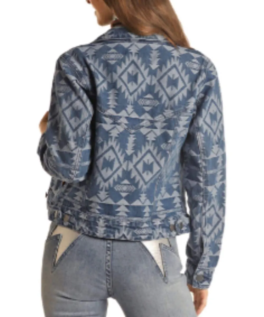 Rock & Roll Cowgirl Women's Jacquard Denim Jacket