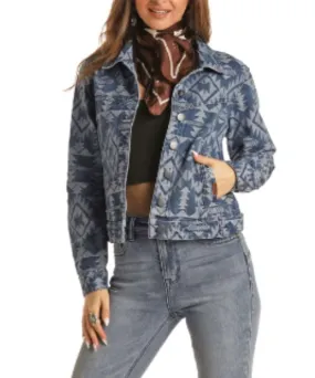 Rock & Roll Cowgirl Women's Jacquard Denim Jacket