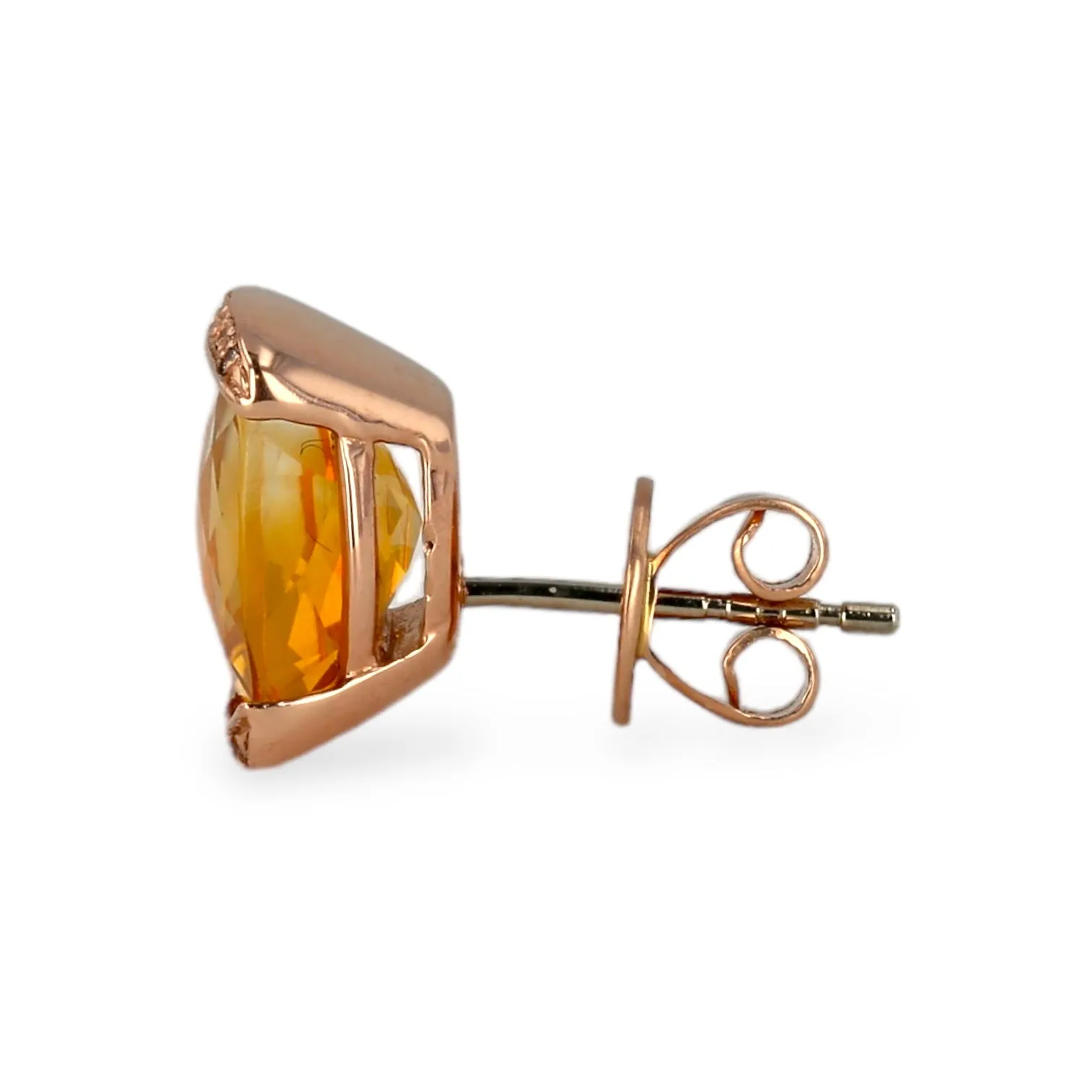 Rose 14k Gold Citrine and diamonds earrings