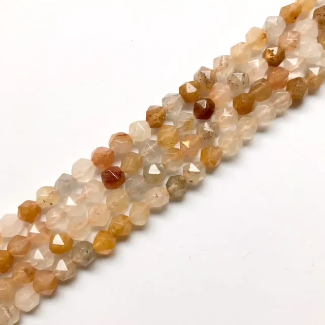 Rutilated Quartz Star Cut Faceted Round 8mm