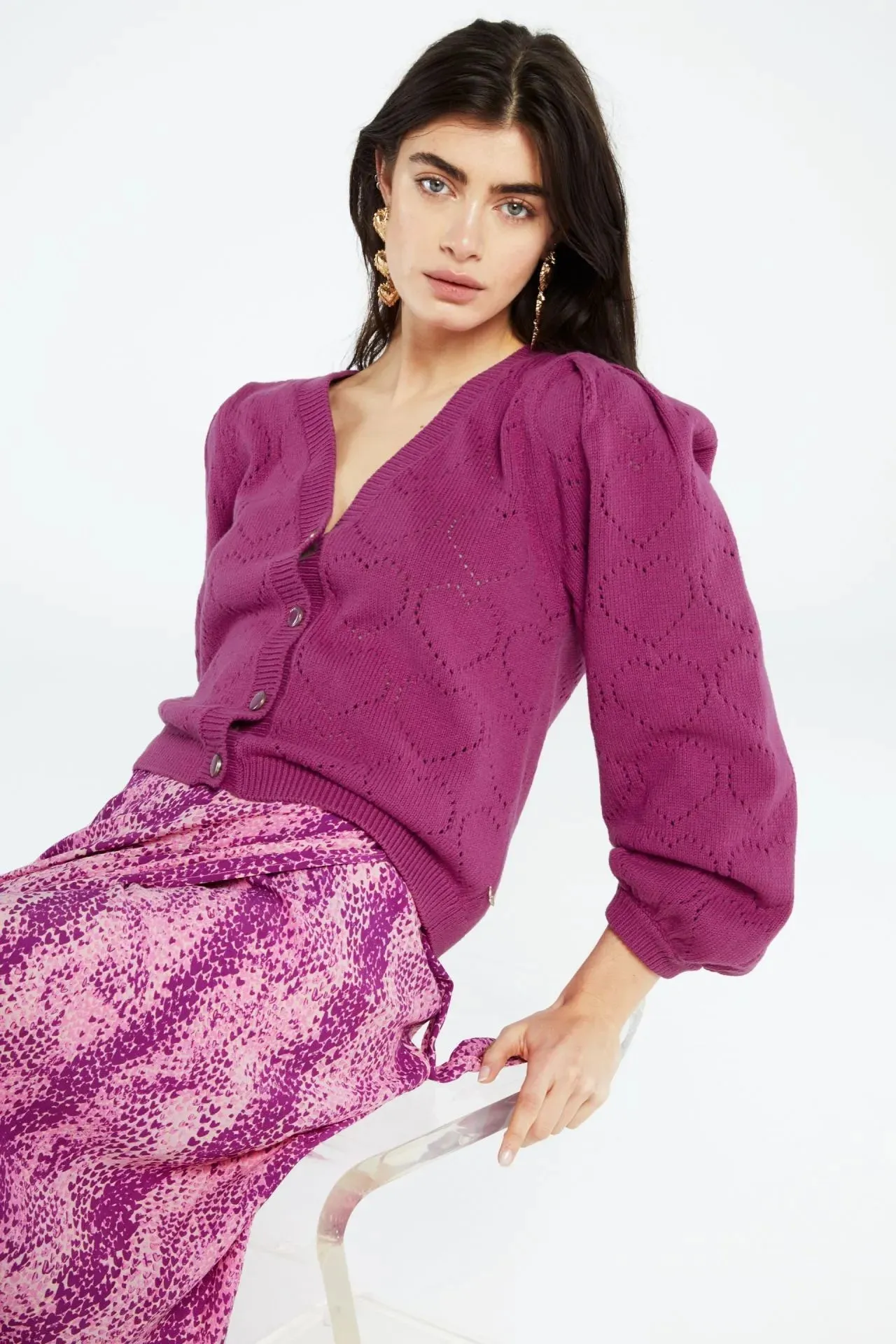 Sacs of Ashbourne   Fabienne Chapot Rosie Cardigan-Magenta