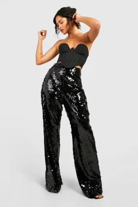 Sequin High Waisted Wide Leg Pants