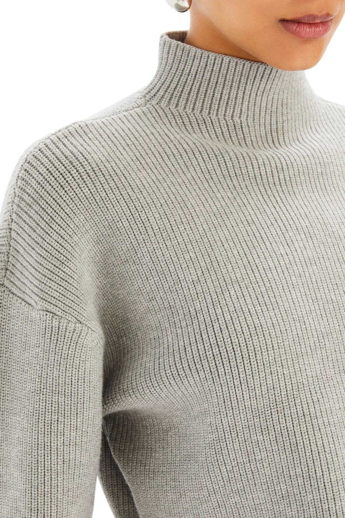 SEROYA CARMEN MID CROPPED SWEATER IN GREY/DENIM