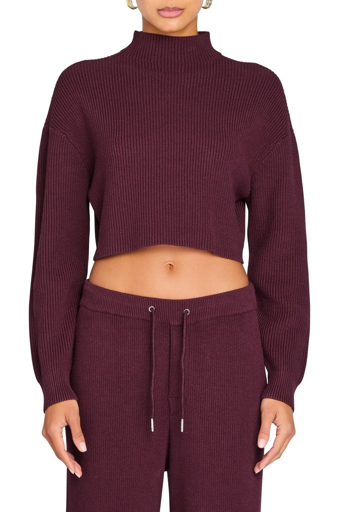 SEROYA CARMEN MID CROPPED SWEATER IN MERLOT