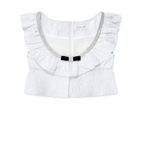 SHUSHU/TONG  Women's Ruffled Sleeveless Top White 