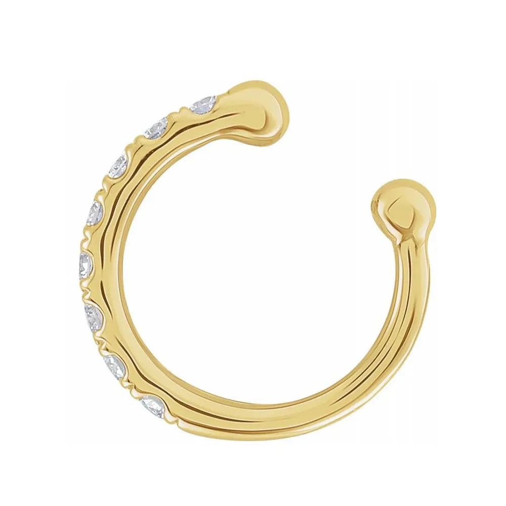 Single, 14K Gold 1/6 CTW Diamond Ear Cuff Earring, 2.25 x 12mm