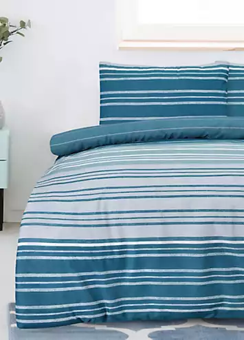 Sleepdown Textured Stripe Duvet Cover Set - Teal | Kaleidoscope