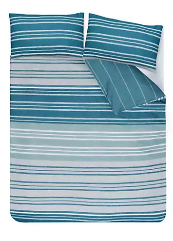 Sleepdown Textured Stripe Duvet Cover Set - Teal | Kaleidoscope