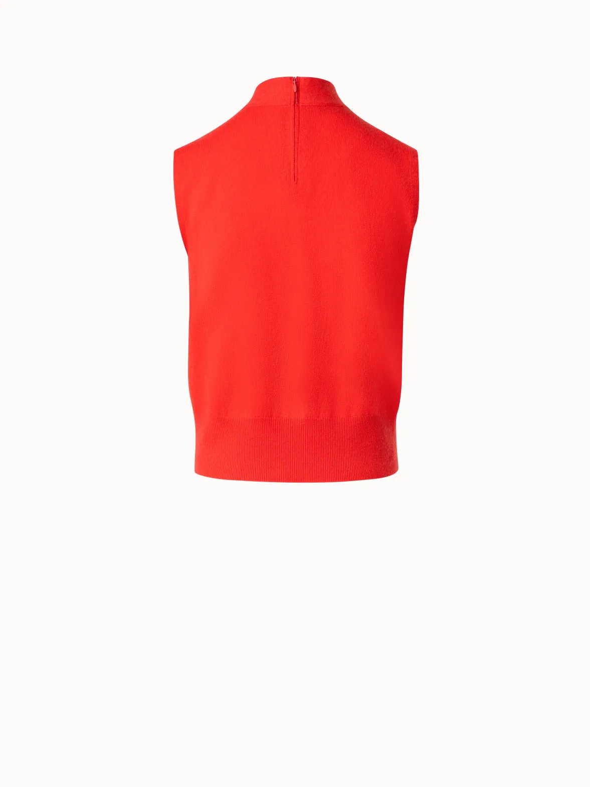 Sleeveless 100% Cashmere Knit Top with Knot