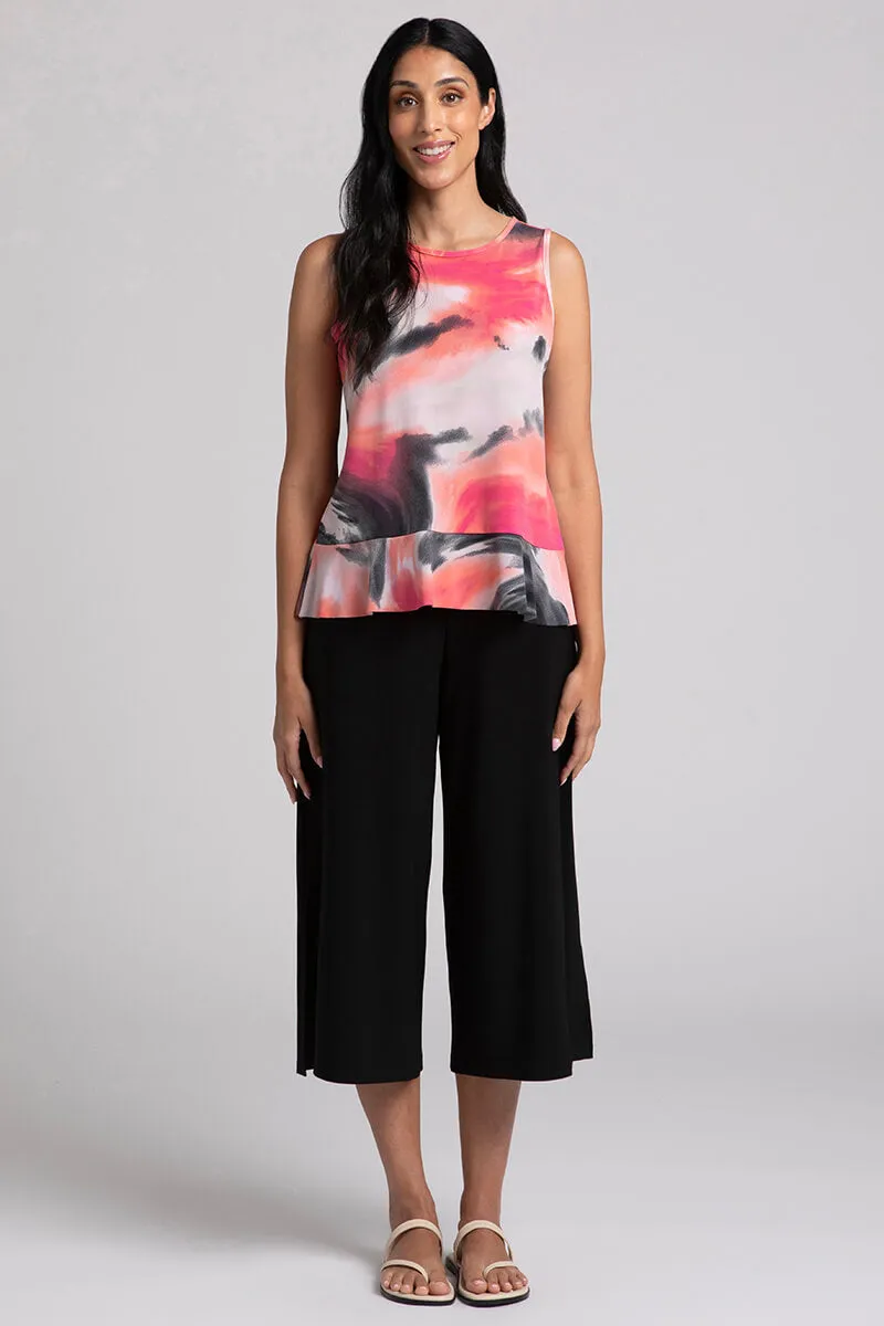 Sleeveless Peplum Top | Marble Print