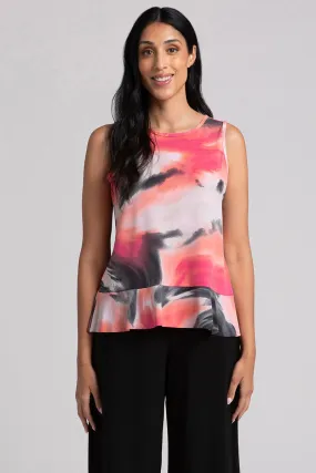 Sleeveless Peplum Top | Marble Print