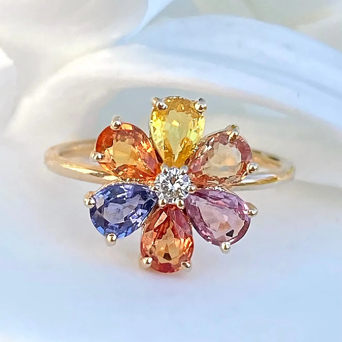 SOLD SAMPLE SALE MULTI SAPPHIRE FLORAL RING