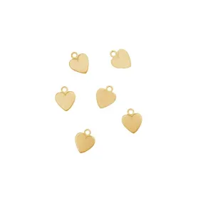 Solid Brass Small Heart Pendant Blanks - 7.5x6mm 24 Gauge (6 pcs)