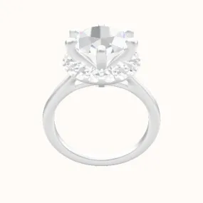 Split Cathedral Engagement Ring With Six Prong Halo Head