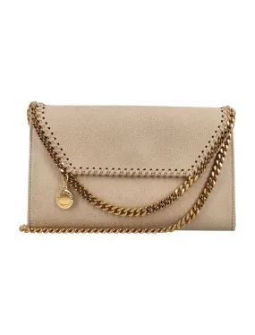 STELLA MCCARTNEY Butter Cream Mini Falabella Eco Shaggy Deer Crossbody Bag with Gold Chain - 13x21.5x3.5 cm