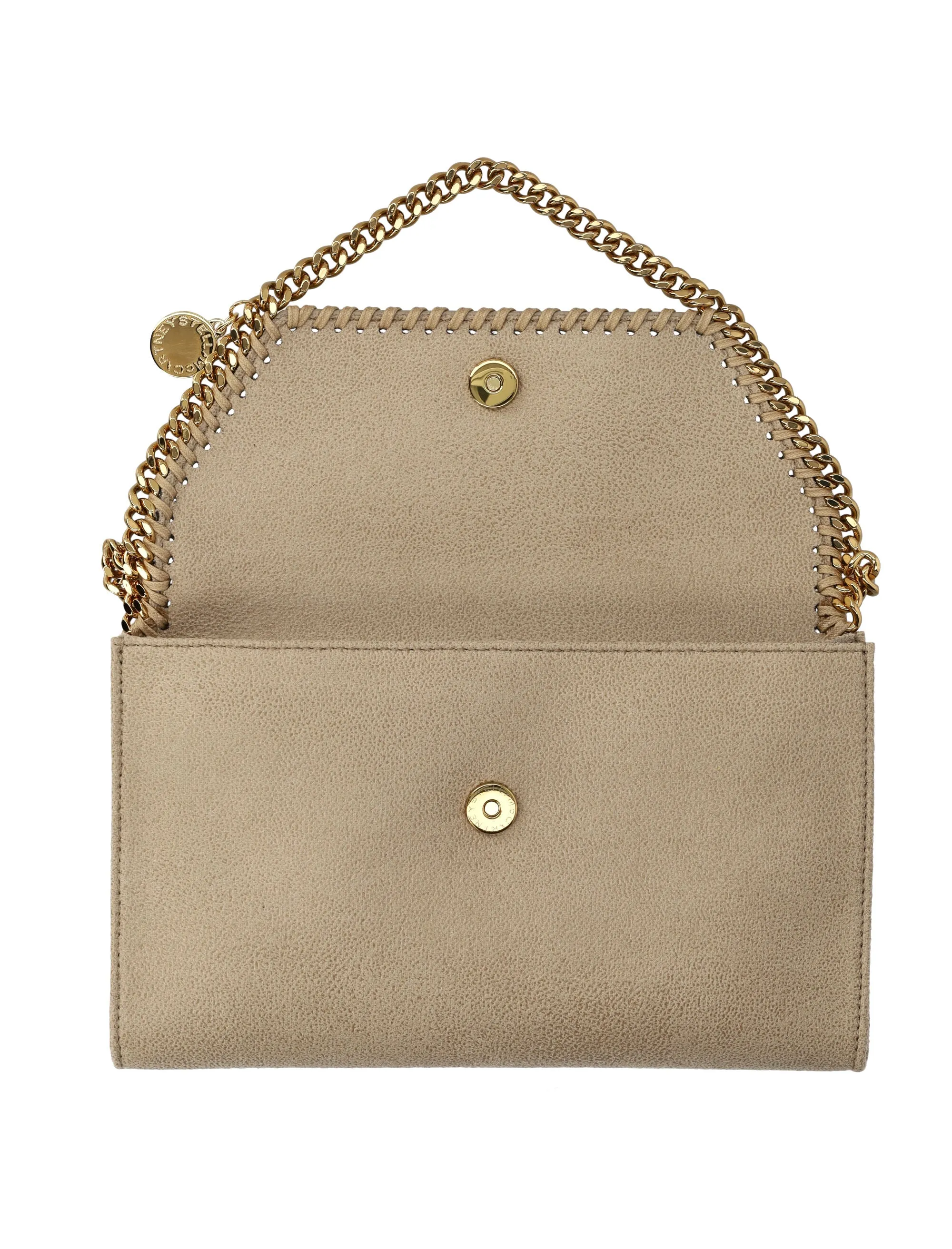 STELLA MCCARTNEY Butter Cream Mini Falabella Eco Shaggy Deer Crossbody Bag with Gold Chain - 13x21.5x3.5 cm